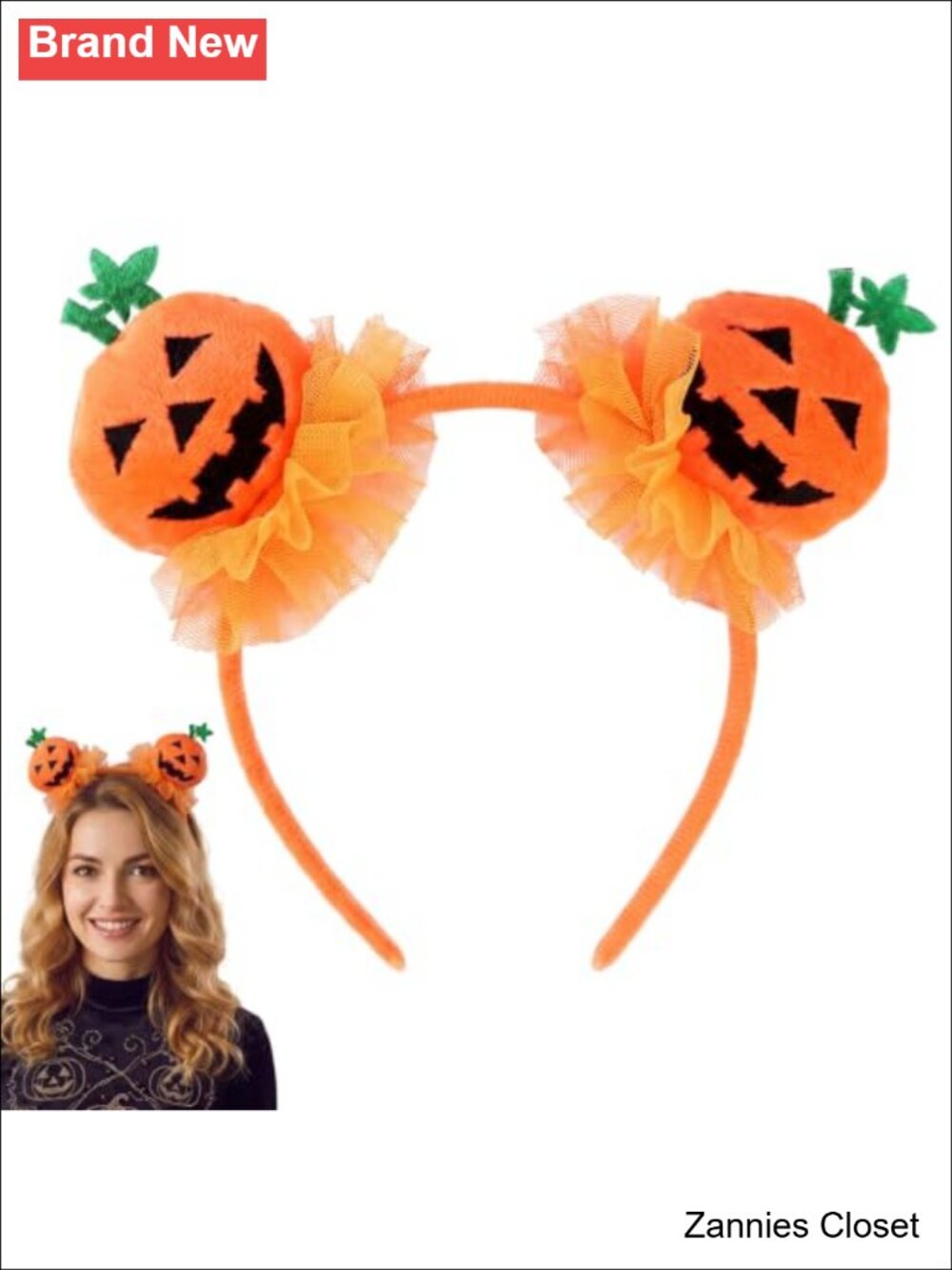 👻 Plush Pumpkin Headband Halloween Costume Hairband for Women & Adults